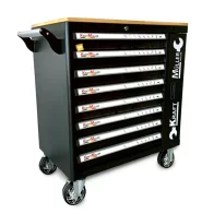 Kraft Muller KM-9/7 Workshop Tool Cabinet - Black, Wood Top, 591 Pieces