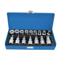 KRAFTMULLER 17-Piece Socket Tool - Socket set in metal case with ratchet handle and various socket sizes