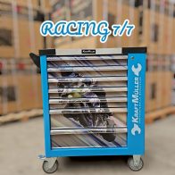 KraftMuller Racing Blue Flex Tool Cabinet - Comprehensive 581-piece tool set with dynamometric key security.