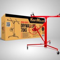 KRAFTMULLER DRYWALL LIFT 70 KG KM-5001 in action, effortlessly lifting plasterboard with its stable design.